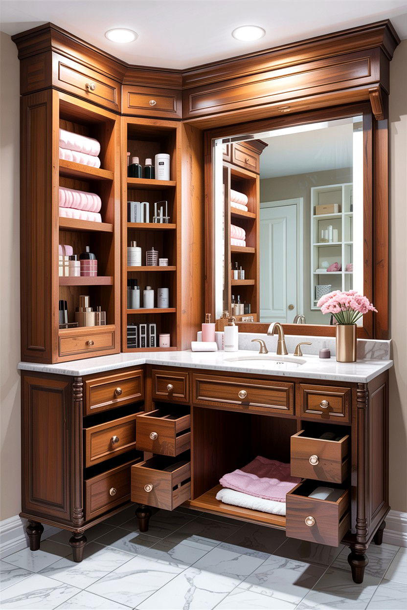 Vanity With Storage - 30 bedroom corner vanity ideas