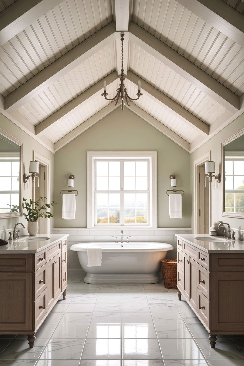 Vaulted Ceiling Master Bath - 30 Hampton bathroom ideas
