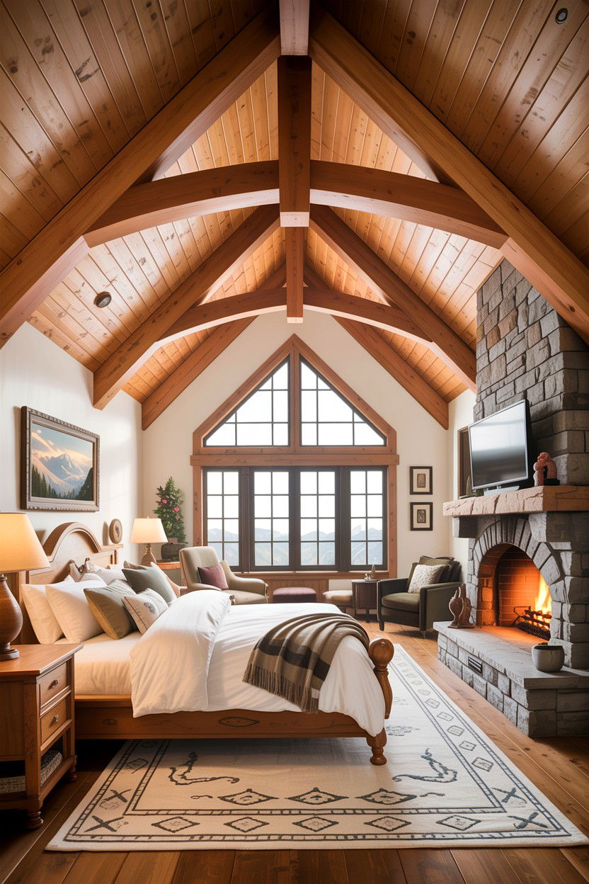 Vaulted Ceiling With Beam - 30 exposed beam bedroom ideas