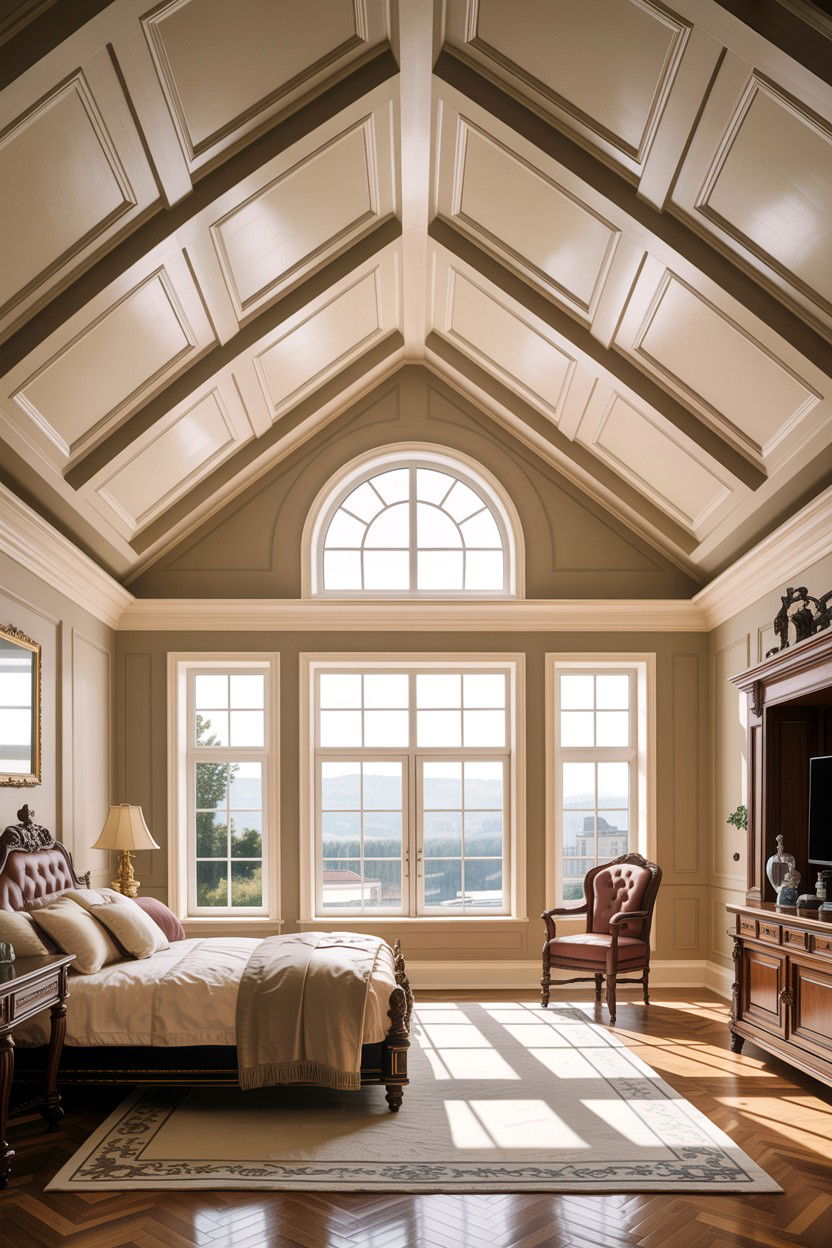 Vaulted Coffered Ceiling - 30 bedroom coffered ceiling designs