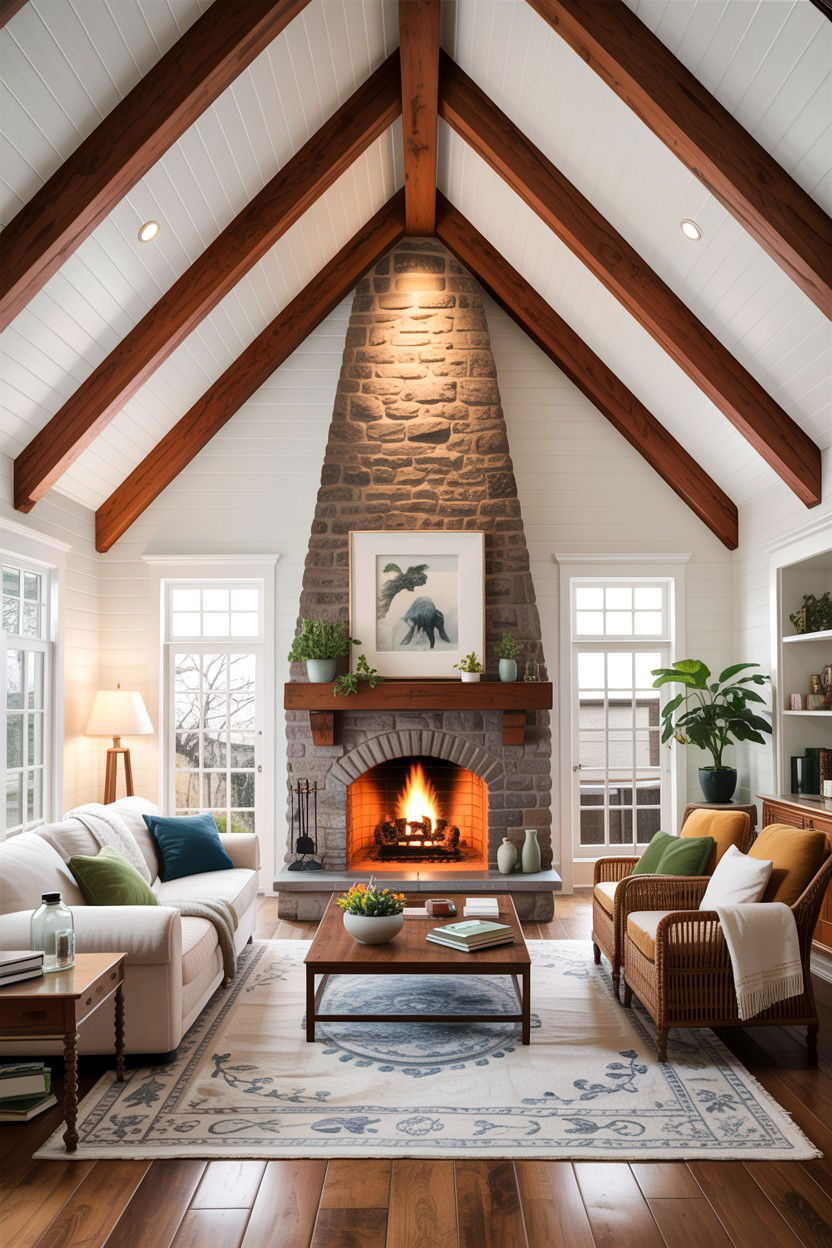 Vaulted ceiling beam - 30 before and after living room ideas