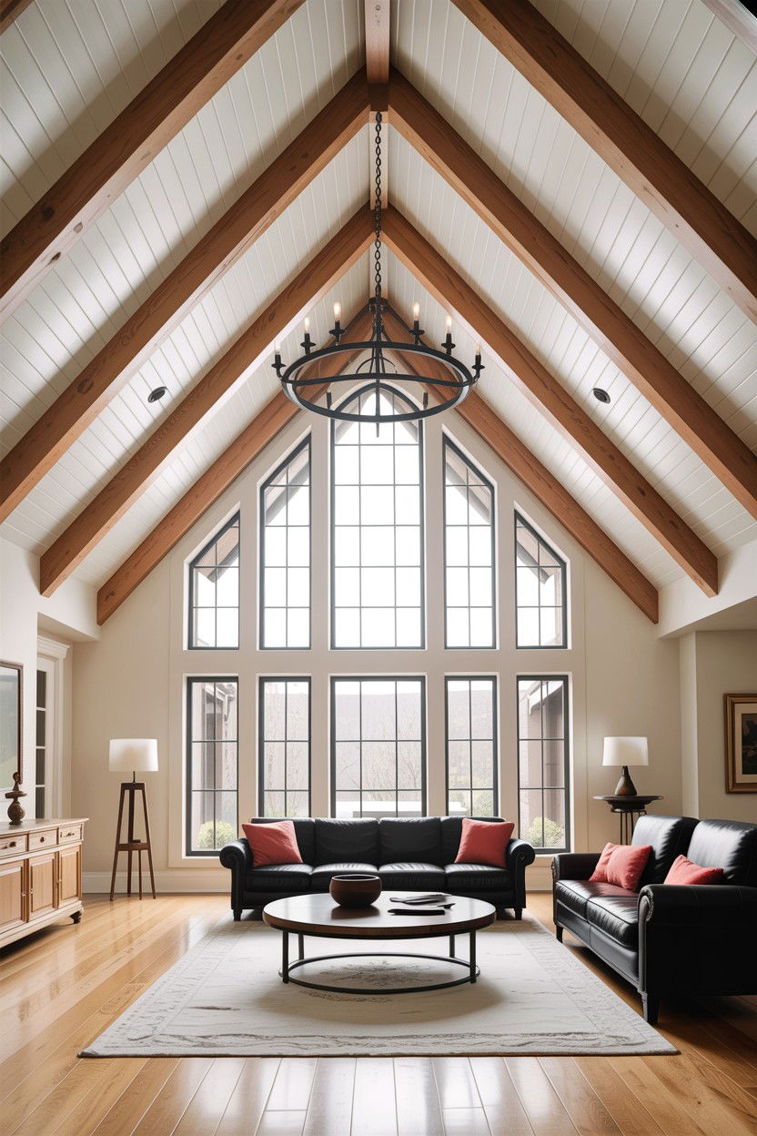 Vaulted ceiling living room - 30 living room fifth wall ideas