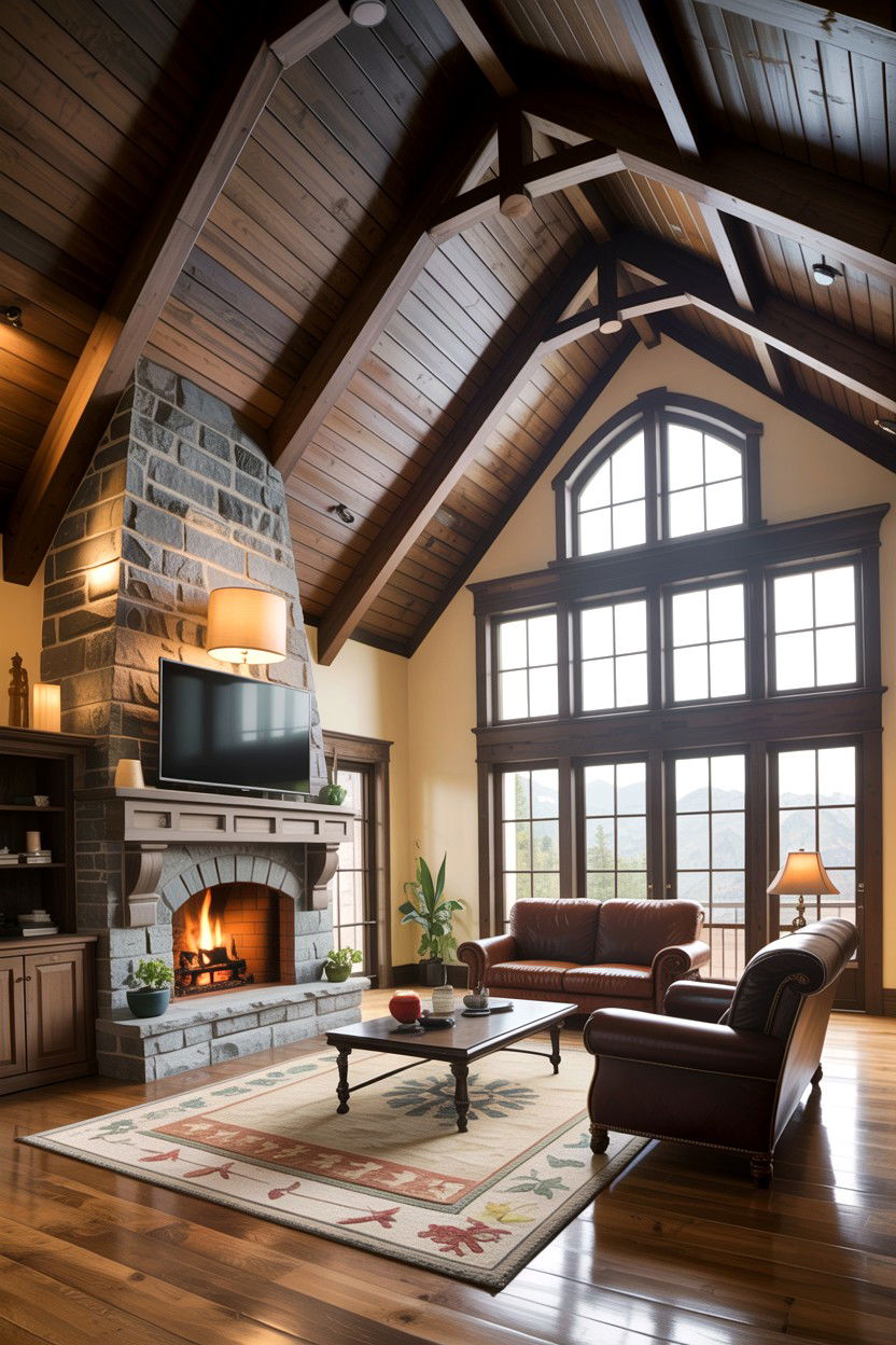 Vaulted dark ceiling - 30 living room dark ceiling ideas