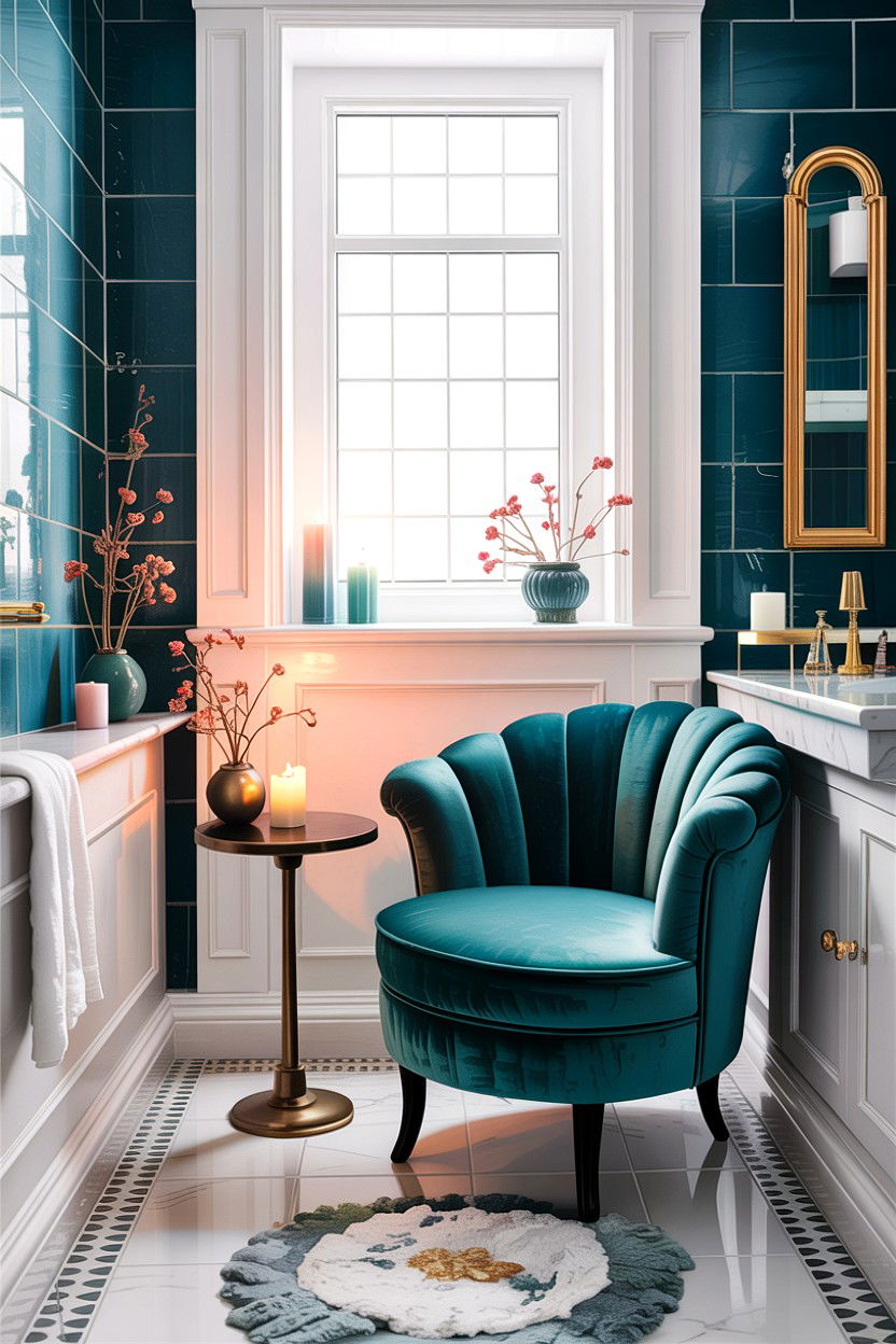 Velvet Accent Chair - 30 velvet bathroom ideas