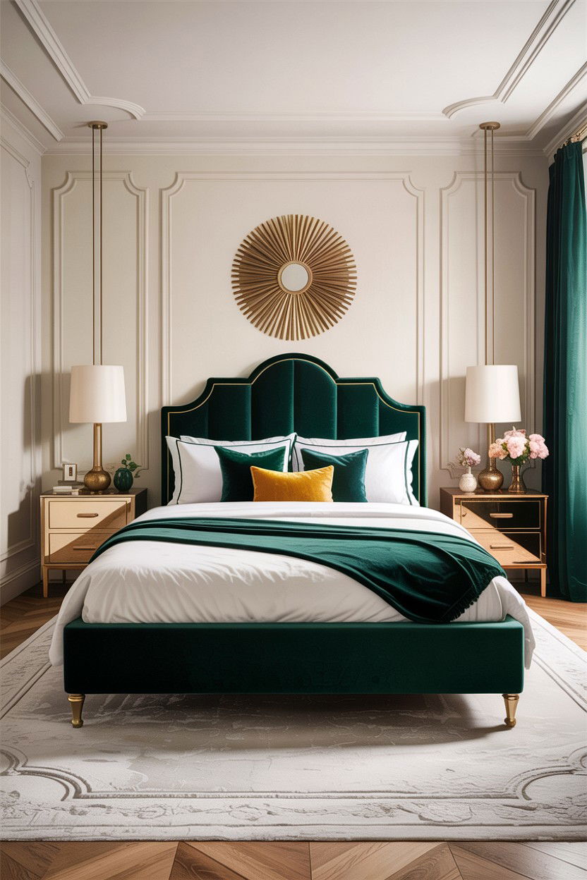 Velvet Bed Bedroom - 30 feminine bedroom ideas