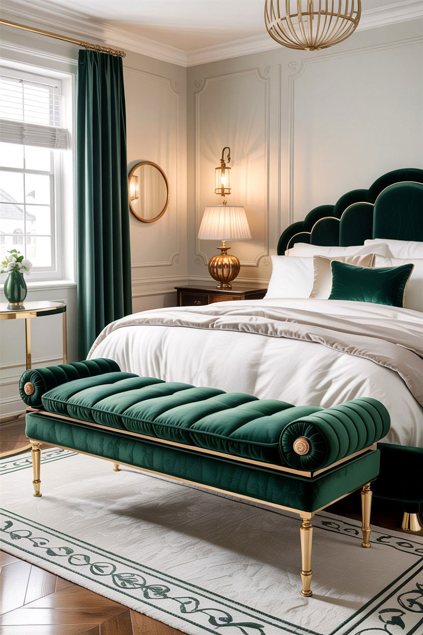 Velvet Bedroom Bench - 30 bedroom upholstered benches