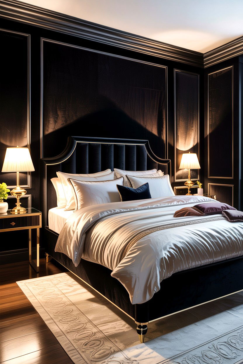 Velvet Black Bedroom - 30 bedroom black walls