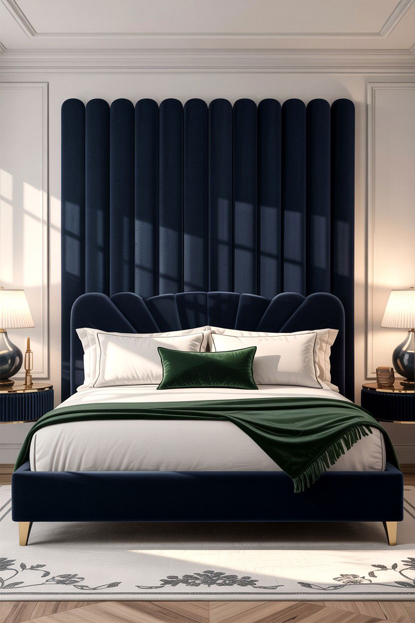 Velvet Channel Headboard - 30 bedroom DIY headboard ideas