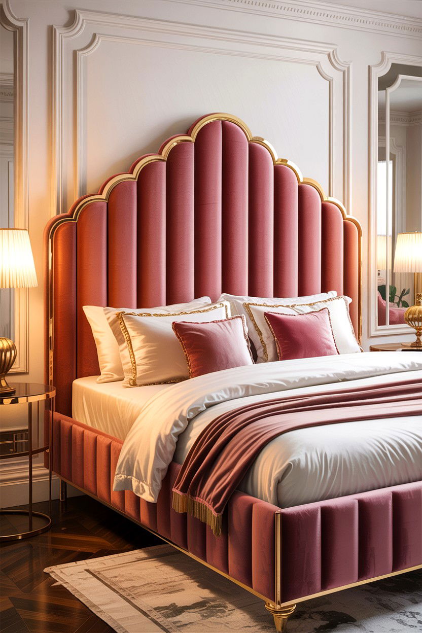 Velvet Channel Tufted Headboard - 30 bedroom headboard ideas