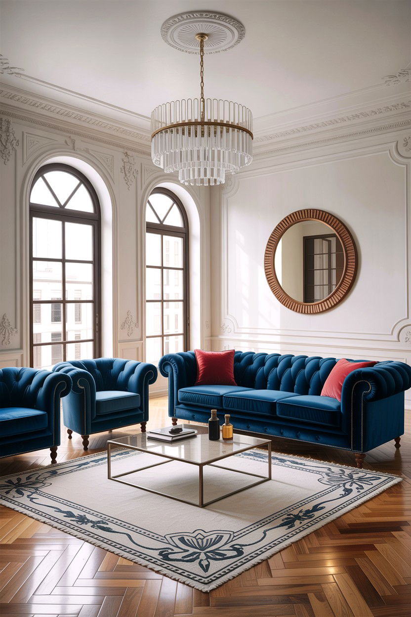 Velvet Chesterfield Sofa - 30 living room designer furniture ideas