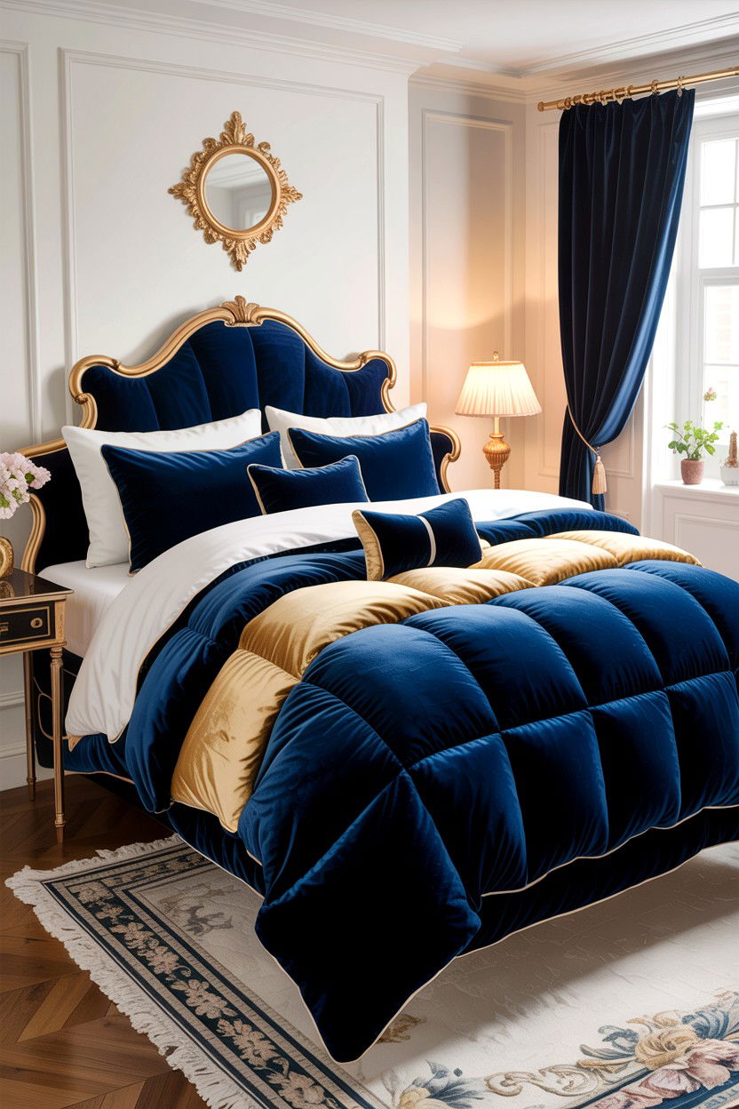 Velvet Comforter Set - 30 bedroom layered bedding ideas