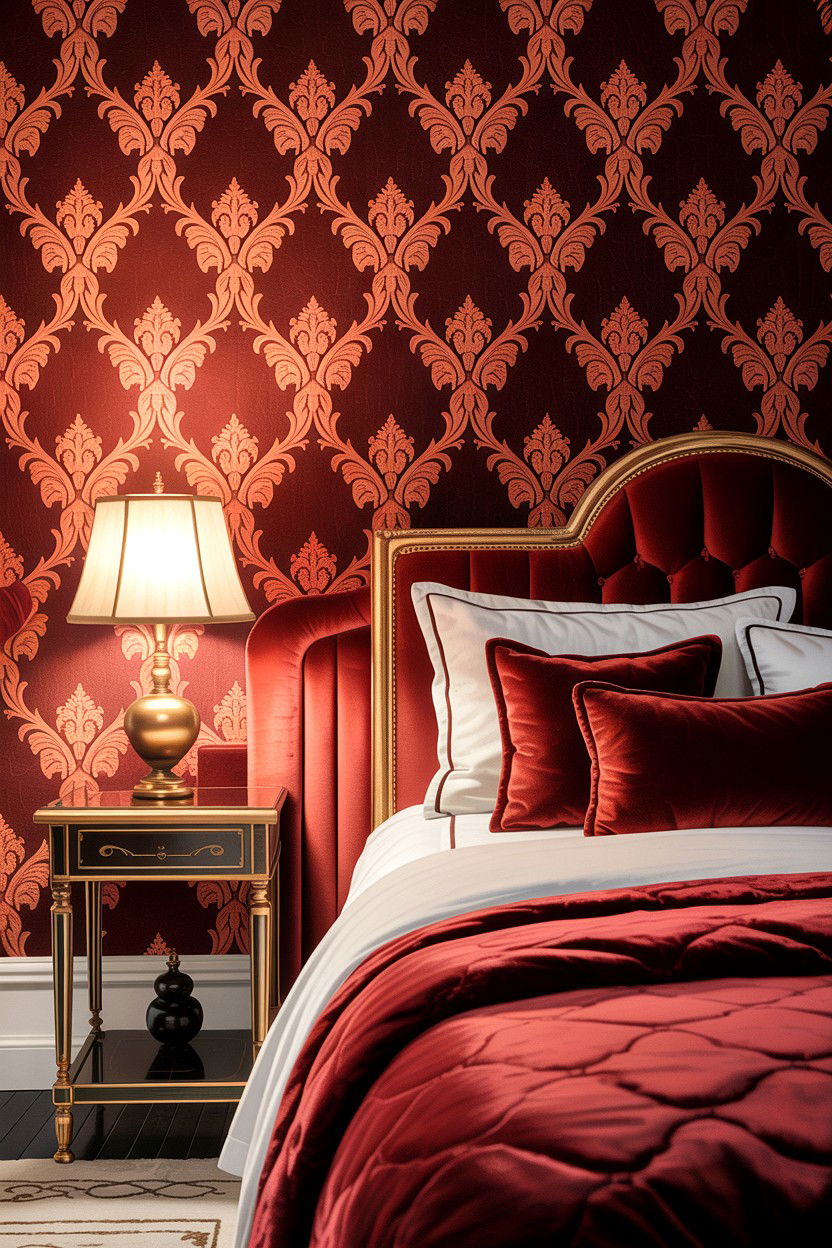 Velvet Damask Wallpaper - 30 bedroom damask wallpapers