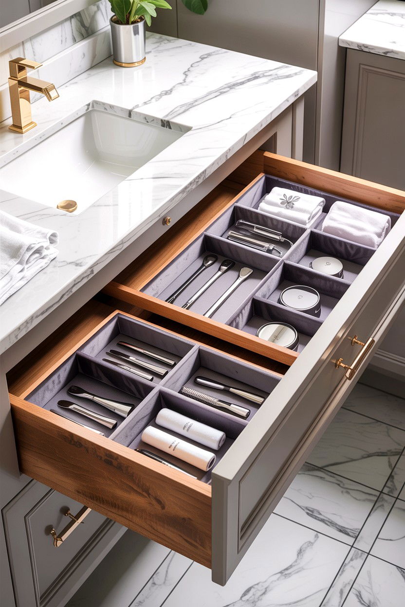 Velvet Drawer Divider - 30 velvet bathroom ideas