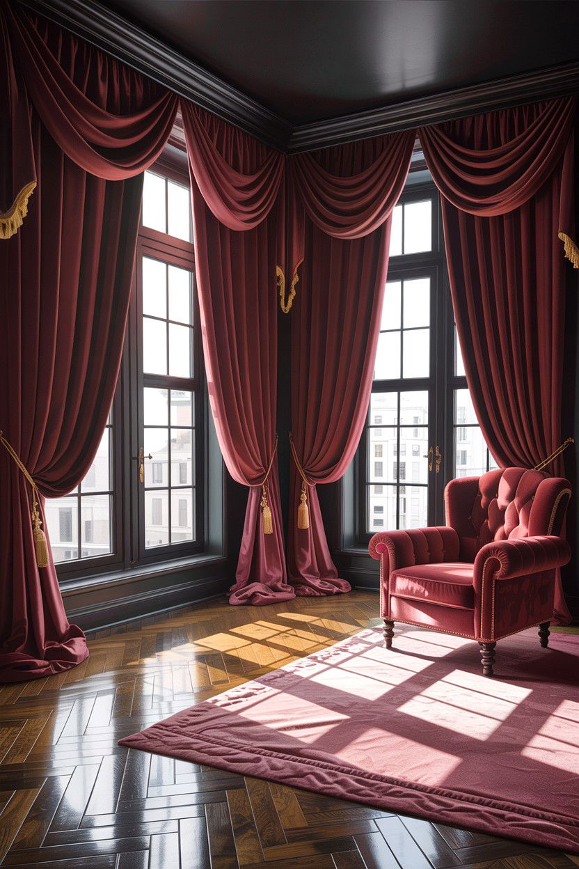 Velvet Floor To Ceiling Curtains - 30 dramatic bedroom ideas