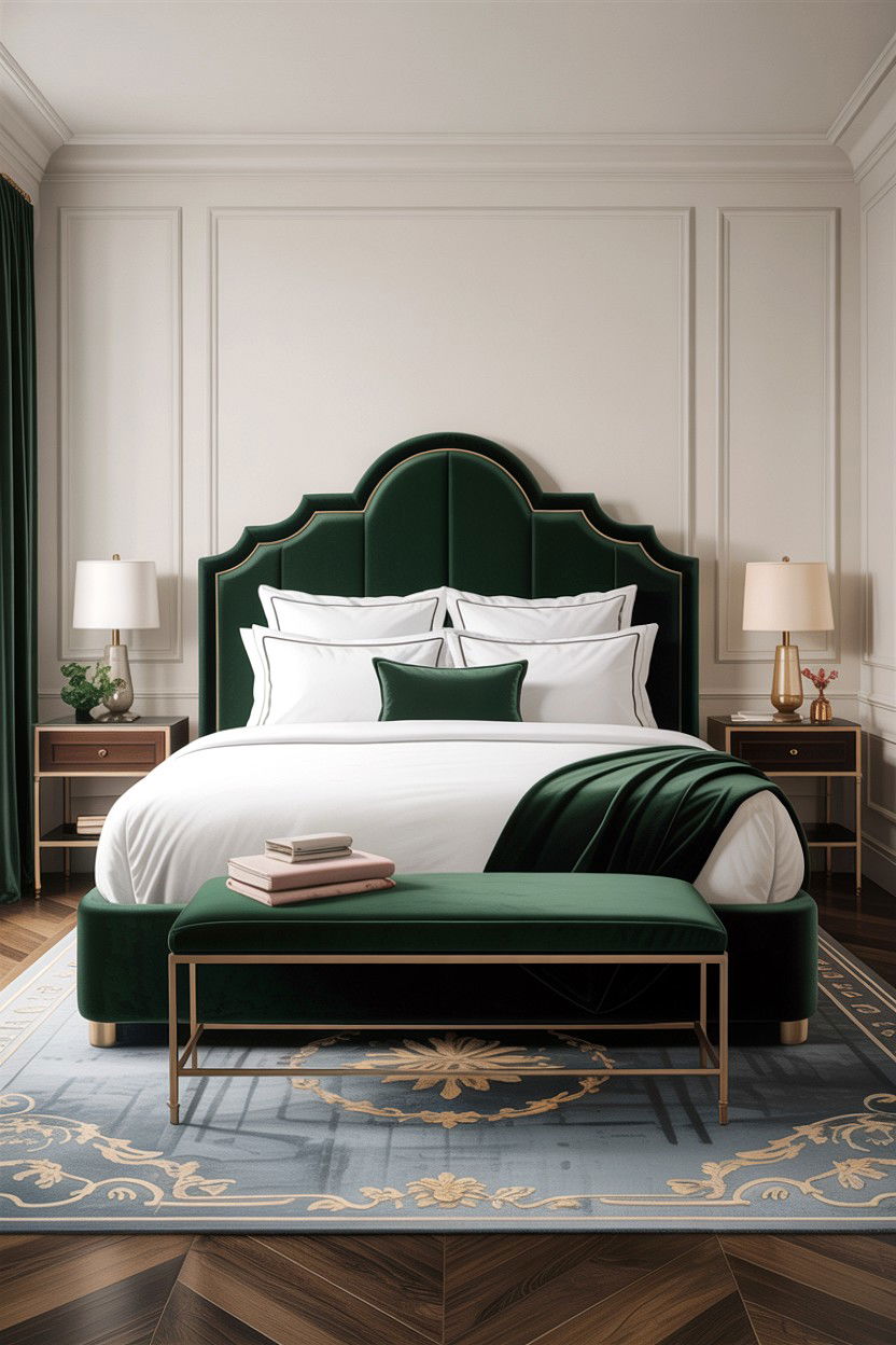 Velvet Headboard - 30 boutique hotel bedroom ideas