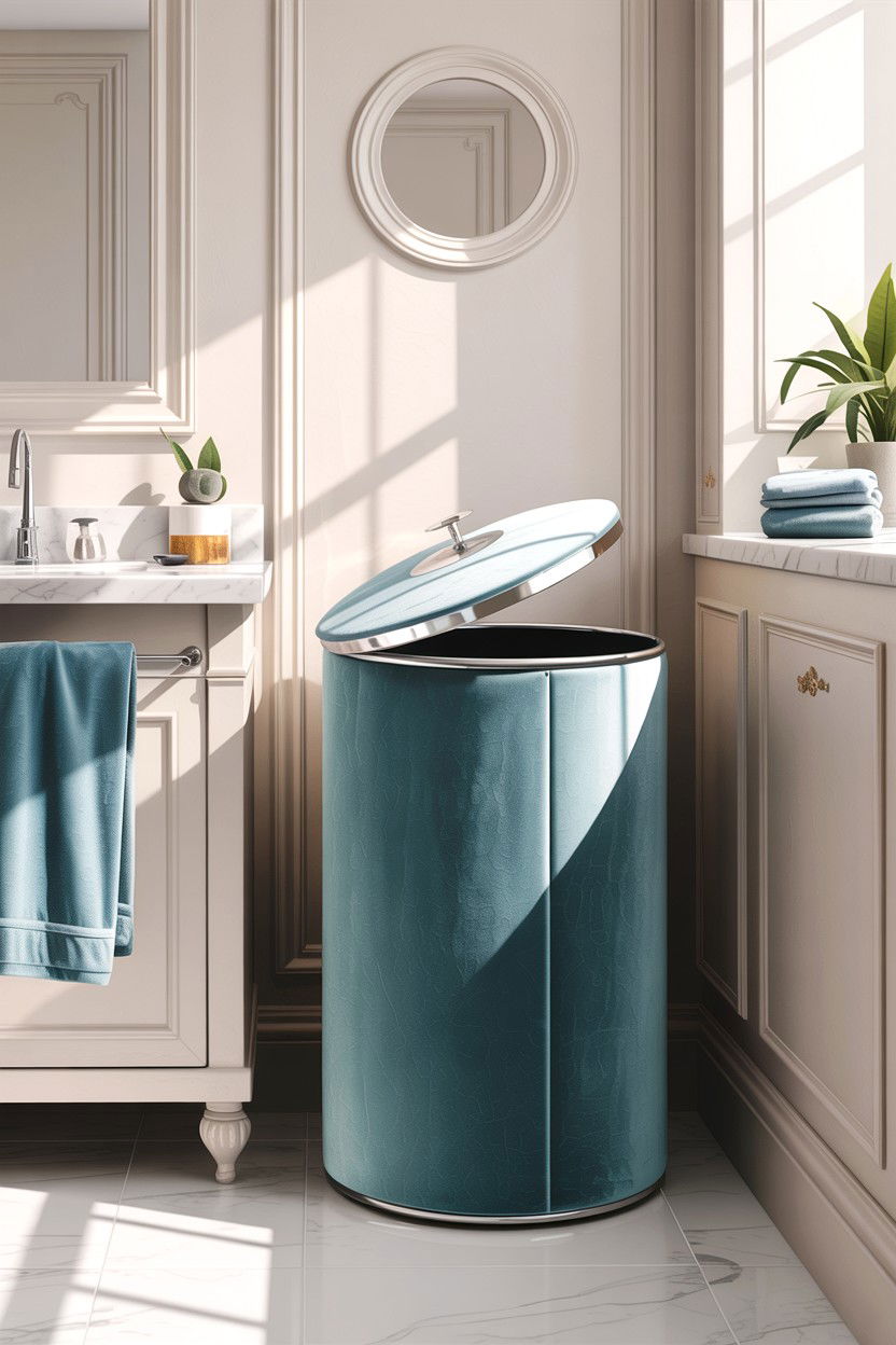 Velvet Laundry Hamper - 30 velvet bathroom ideas