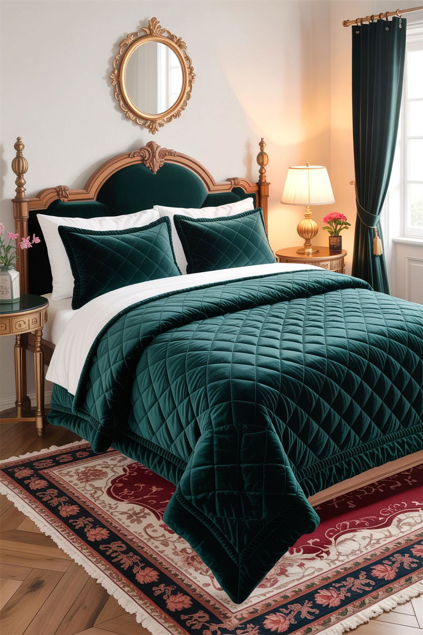 Velvet Quilt Set - 30 bedroom bedding ideas