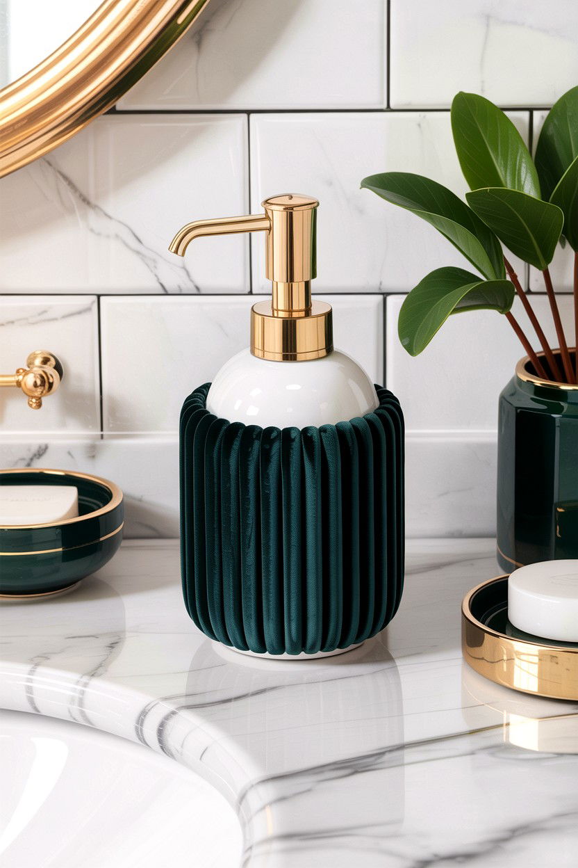 Velvet Soap Dispenser - 30 velvet bathroom ideas