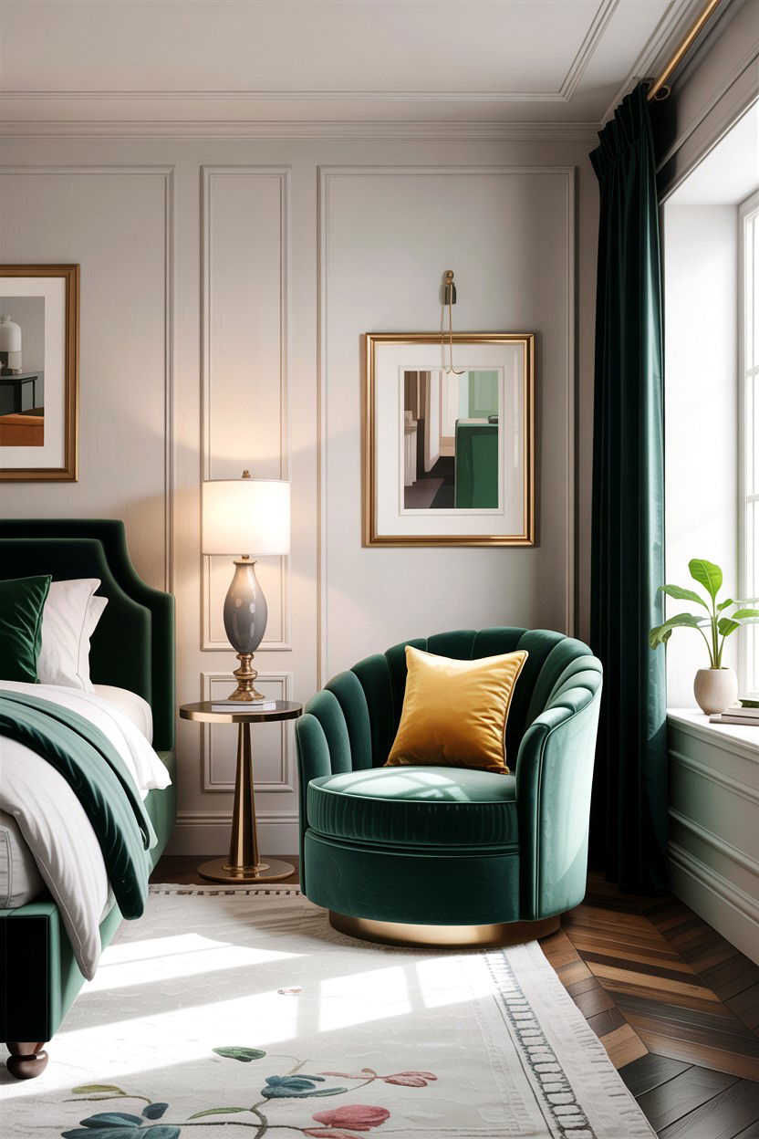 Velvet Swivel Chair - 30 bedroom chairs