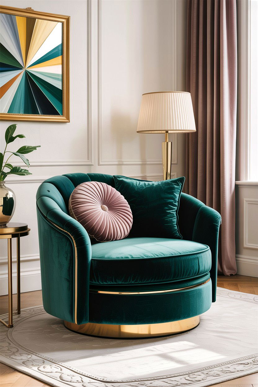 Velvet Swivel Chair - 30 bedroom accent chairs
