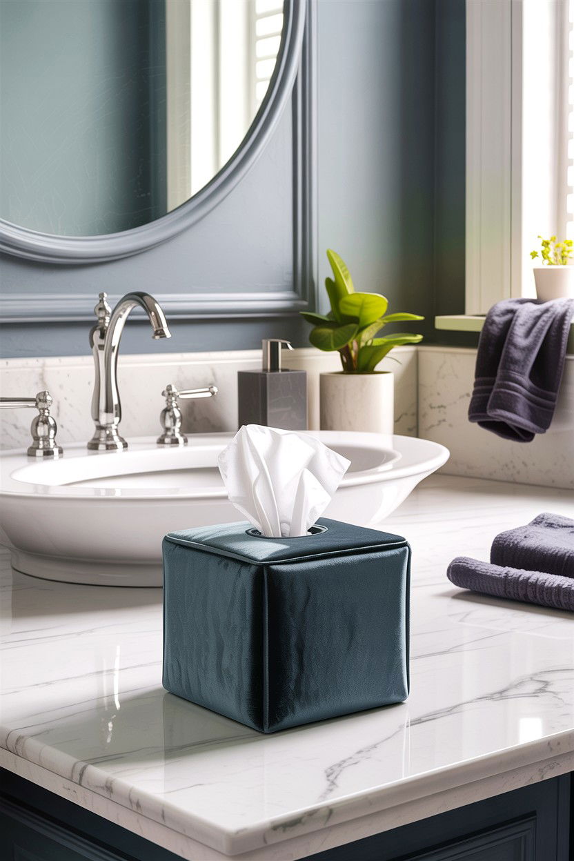 Velvet Tissue Box Cover - 30 velvet bathroom ideas