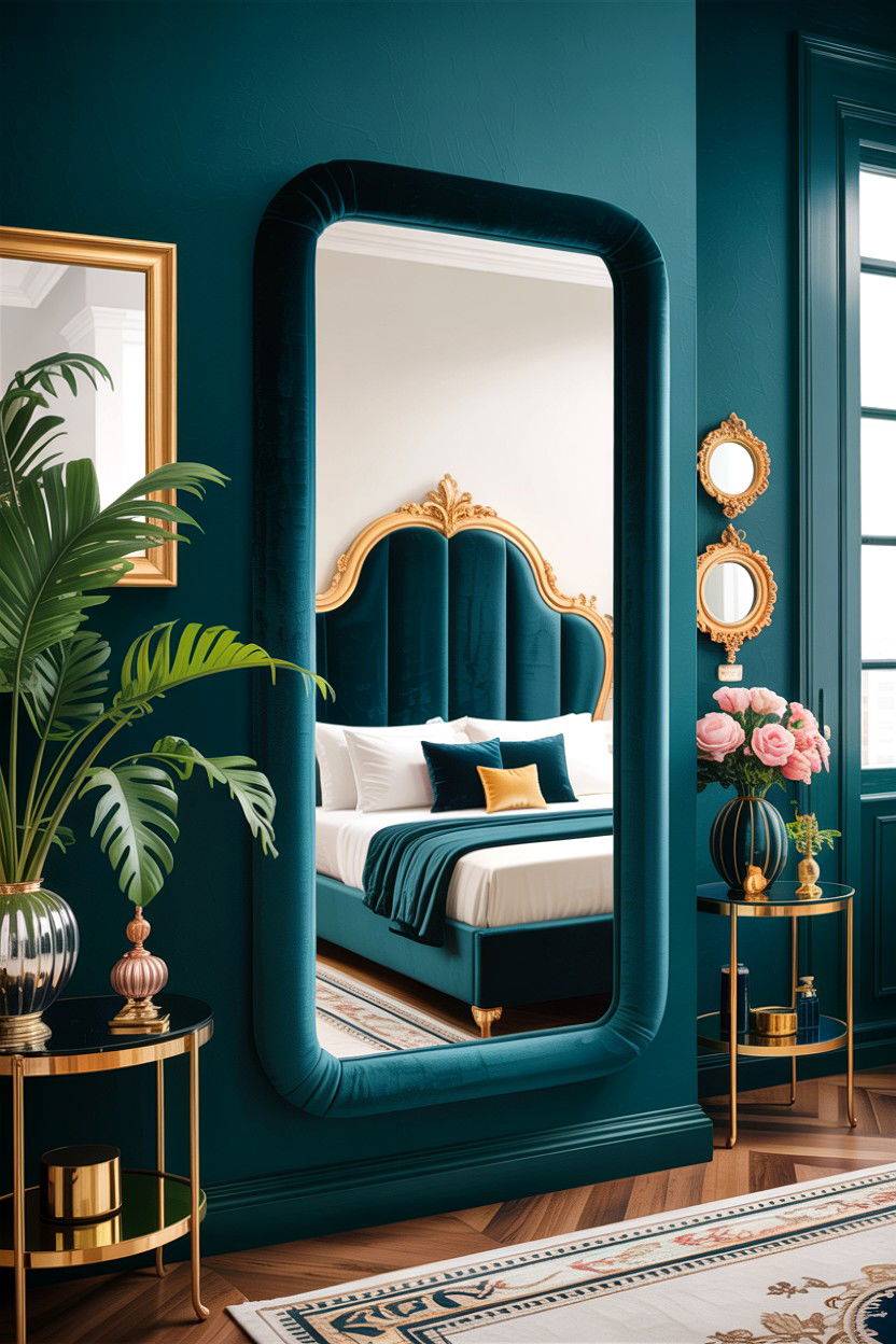 Velvet Upholstered Mirror - 30 bedroom full length mirrors