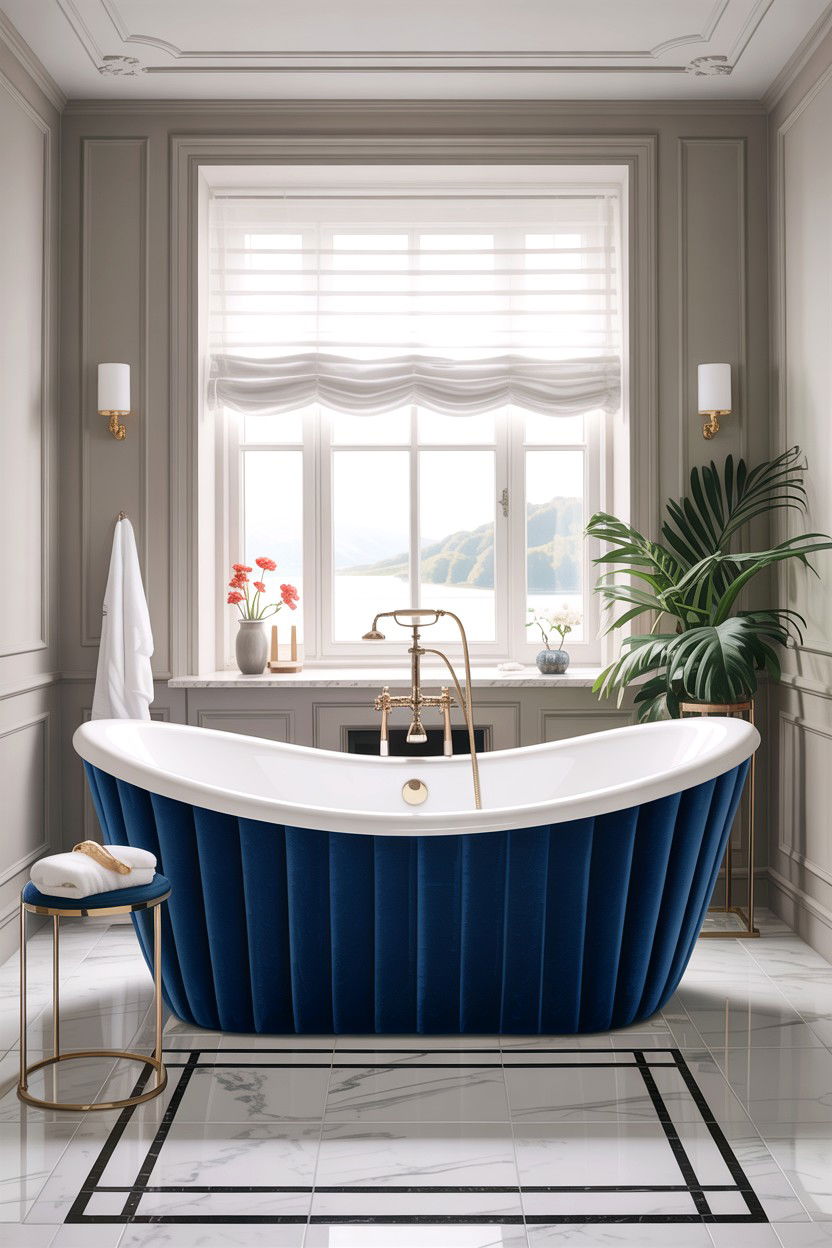 Velvet Upholstered Tub - 30 velvet bathroom ideas
