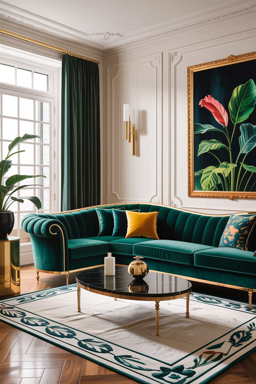 Velvet Upholstery - 30 living room enhancement ideas