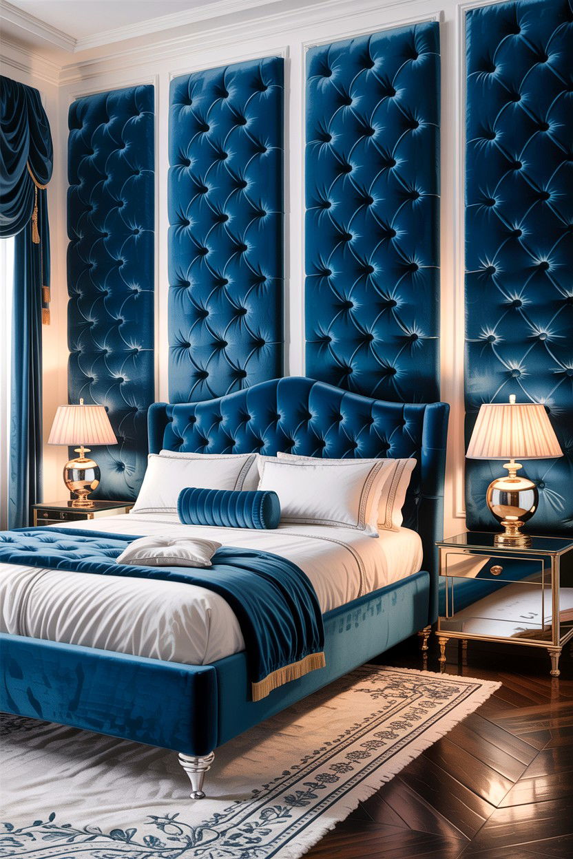 Velvet Wall Panels - 30 bedroom accent wall ideas