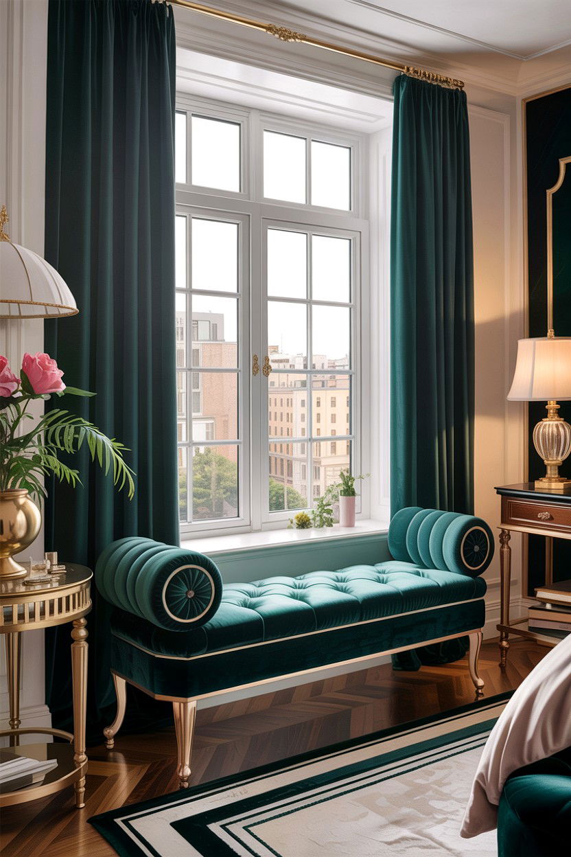 Velvet Window Bench - 30 bedroom window benches