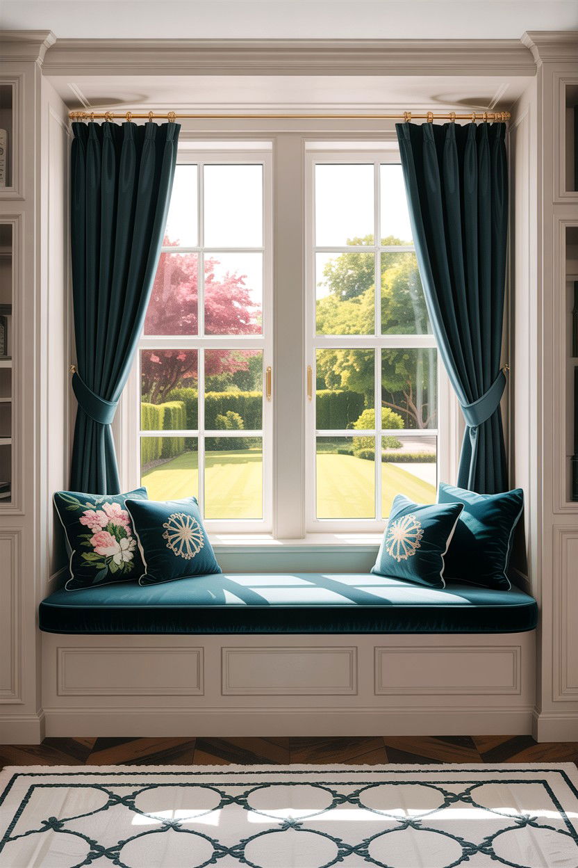 Velvet Window Seat - 30 velvet accent ideas