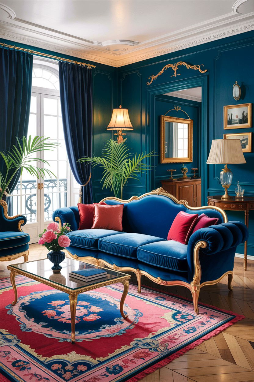 Velvet furniture Parisian style - 30 living room Parisian furniture ideas