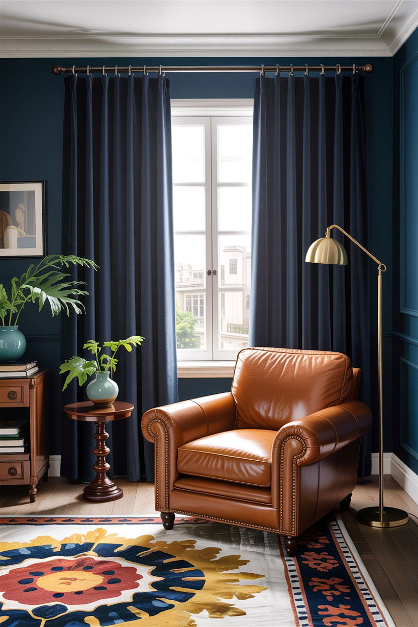 Velvet navy curtains - 30 living room curtains