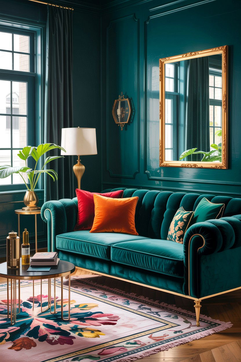 Velvet sofa styling - 30 instant living room ideas