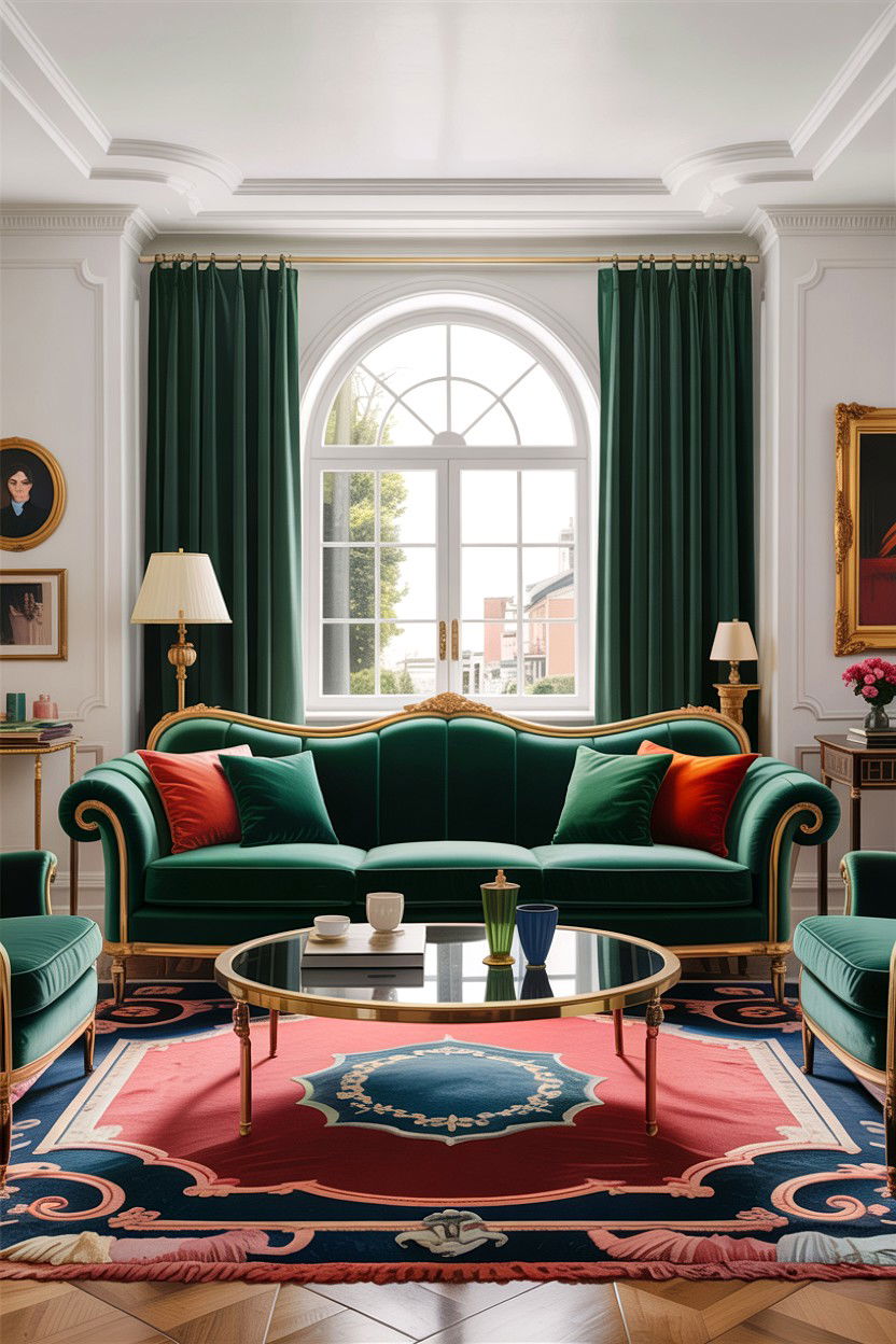 Velvet upholstery - 30 grandmillennial living room ideas