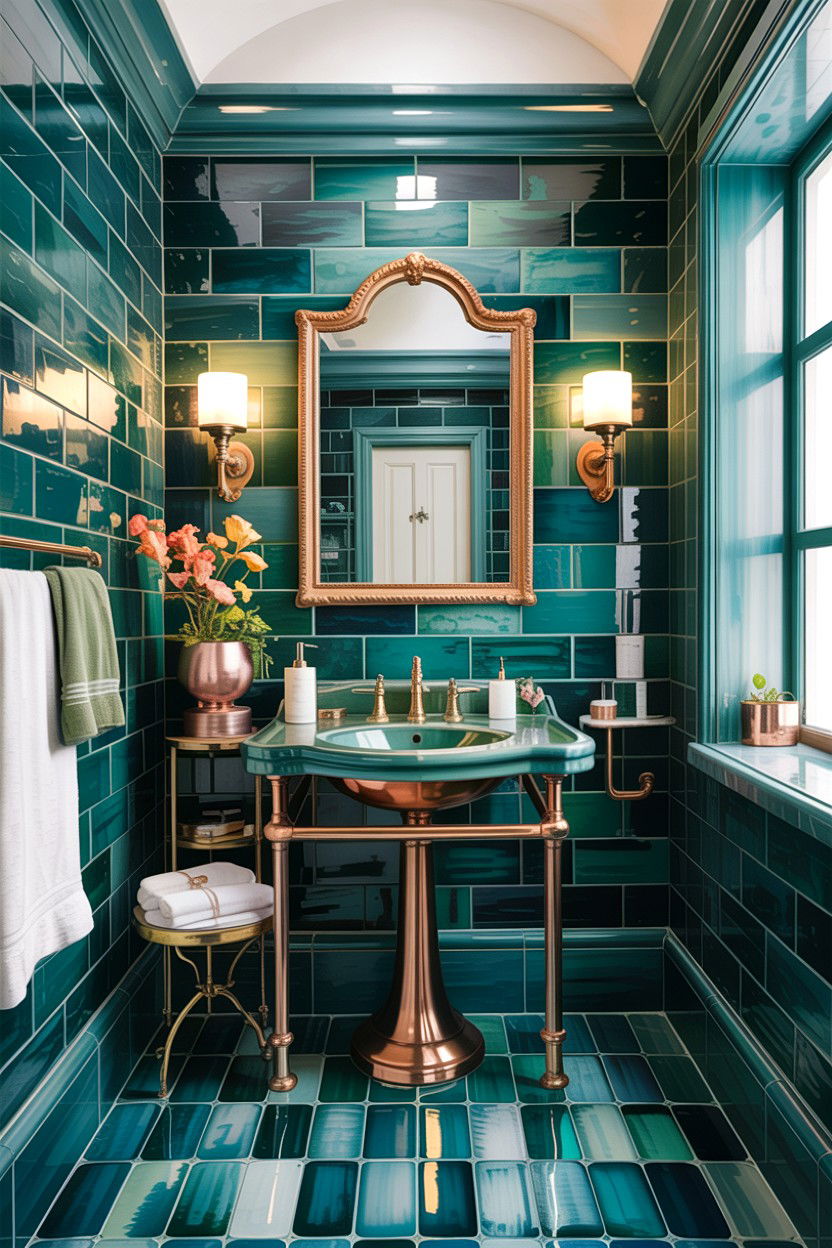 Verdigris green bathroom - 30 green bathroom design ideas