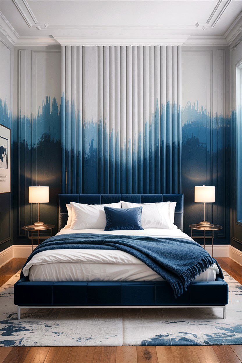 Vertical Ombre Bedroom Wall - 30 bedroom ombre wall ideas