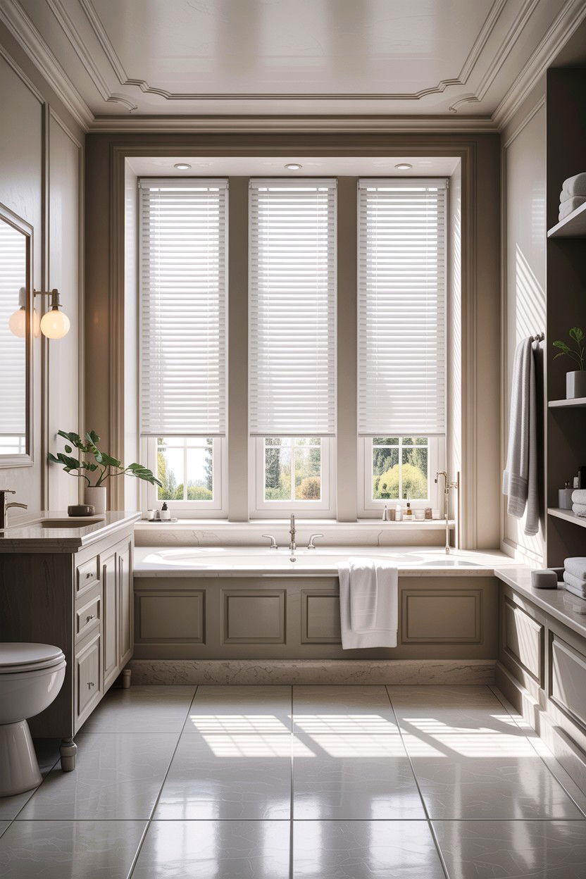 Vertical PVC Blinds - 30 bathroom blinds ideas