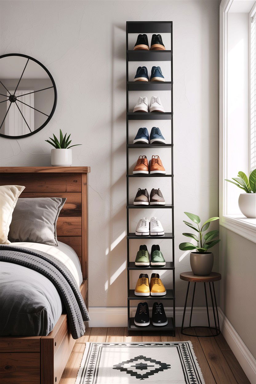 Vertical Shoe Rack - 30 bedroom shoe storage ideas