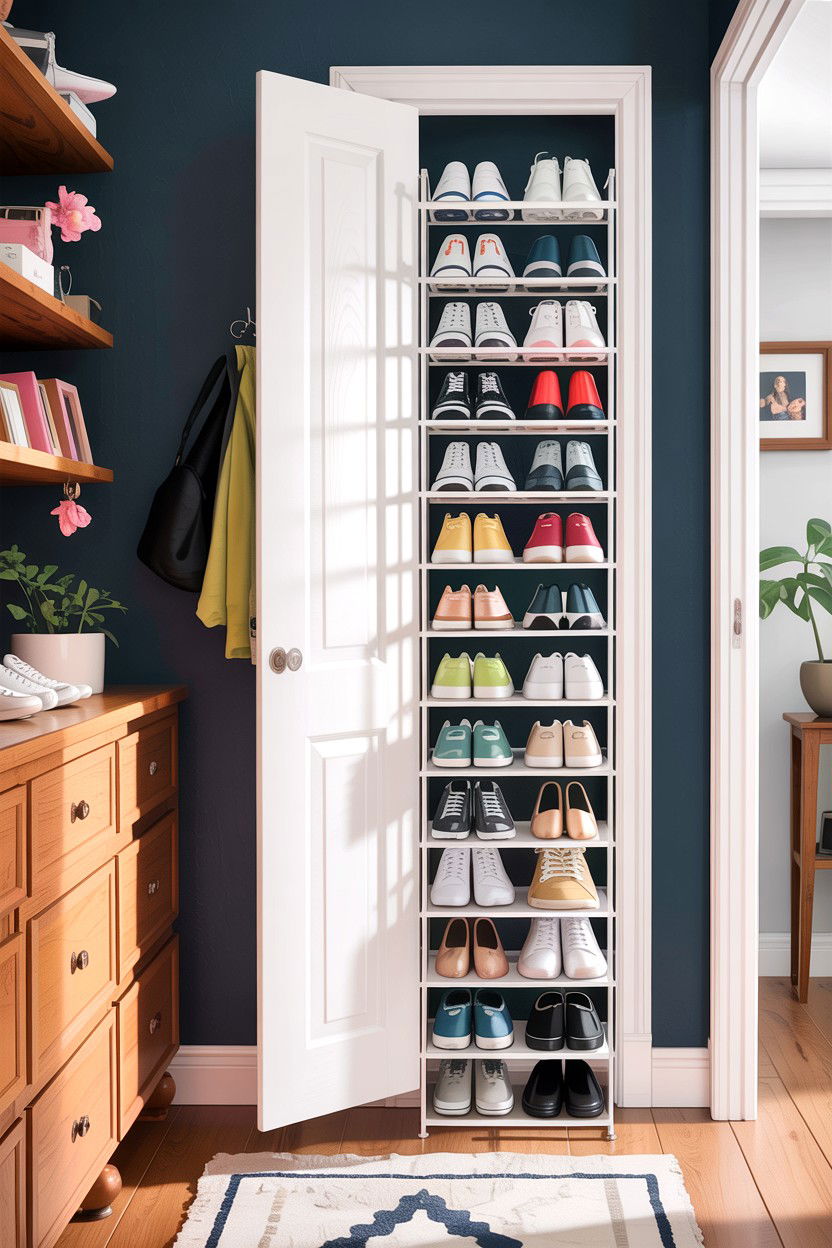 Vertical Shoe Rack - 30 bedroom space saving ideas