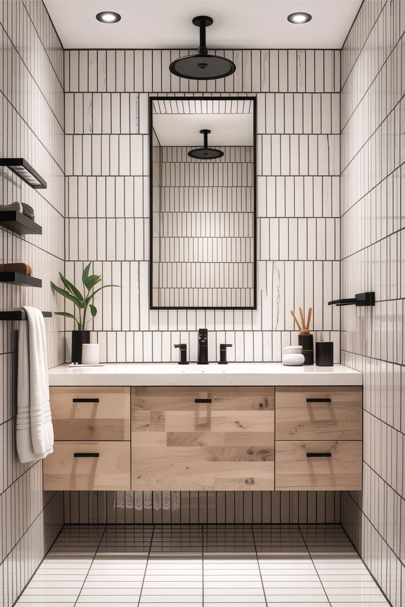 Vertical Stack Tile Bathroom - 30 designer bathroom ideas
