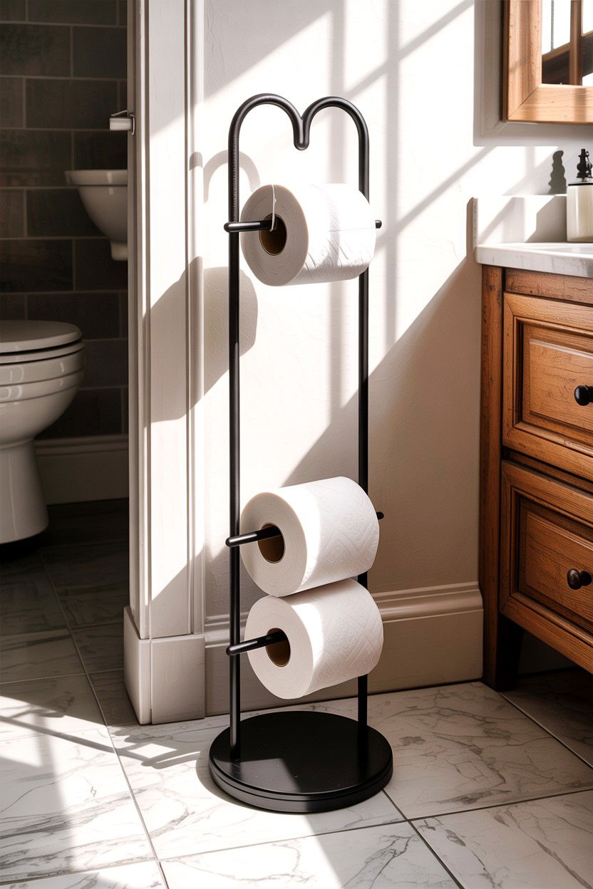 Vertical Toilet Paper Stand - 30 bathroom accessory styling ideas