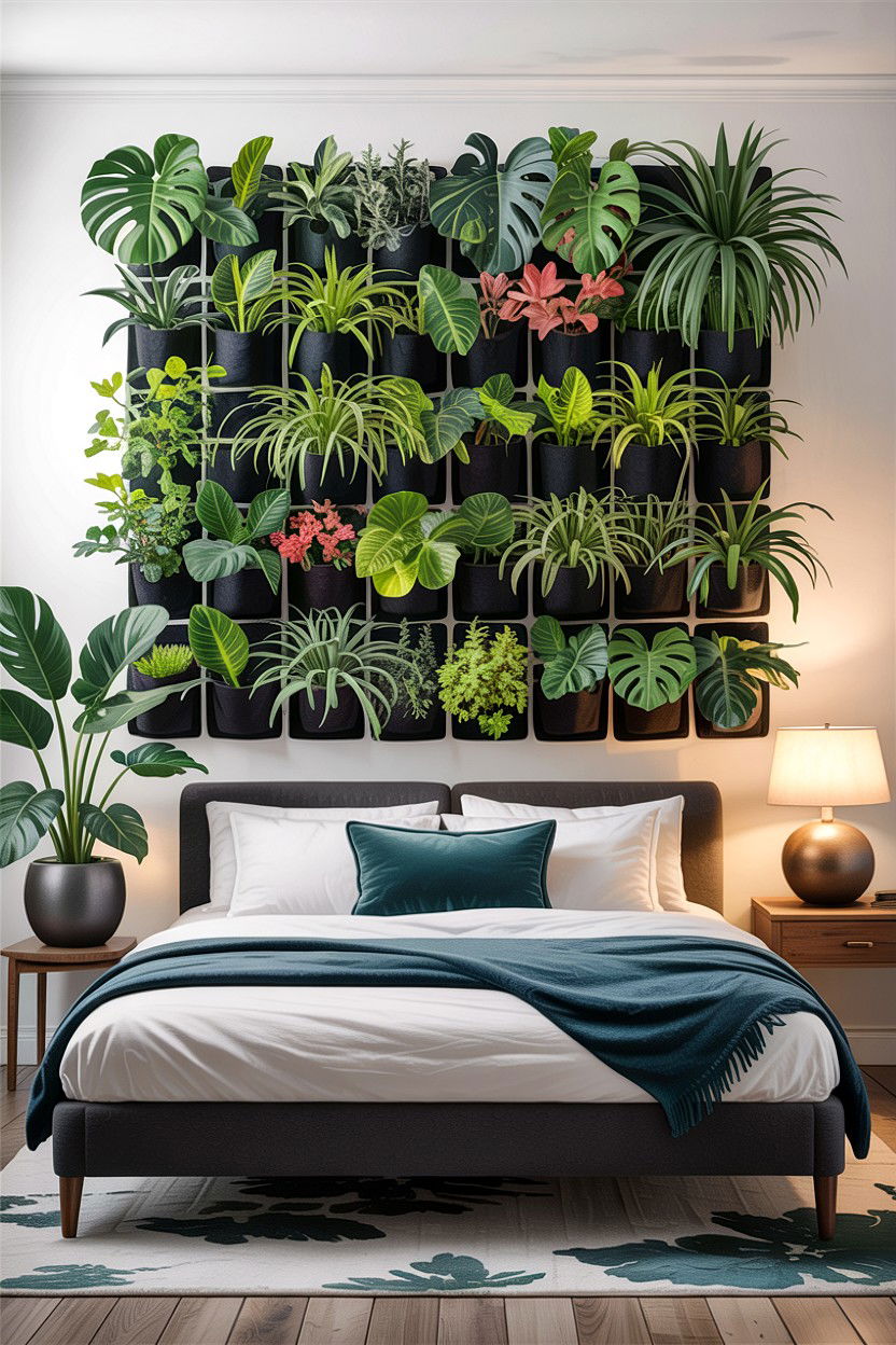 Vertical Wall Garden - 30 bedroom plant shelves