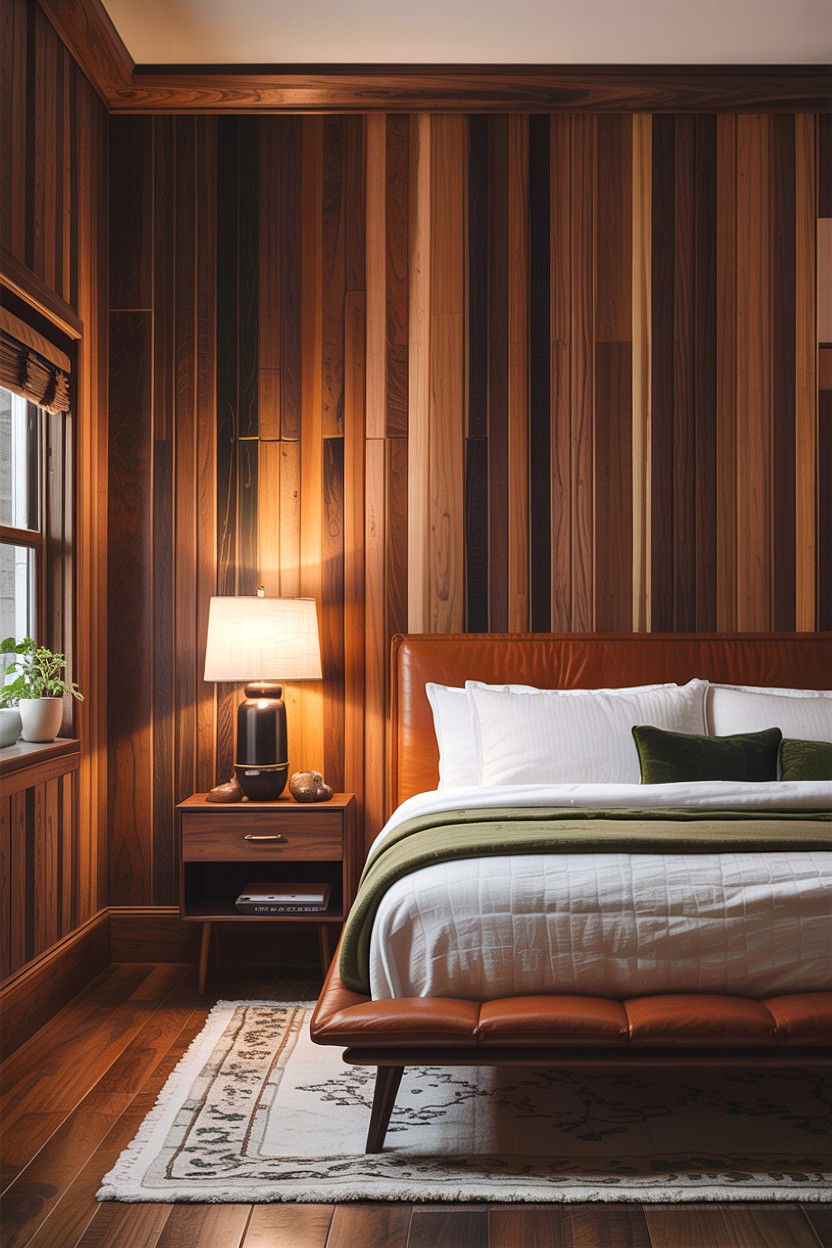 Vertical Wood Paneling - 30 bedroom accent wall ideas