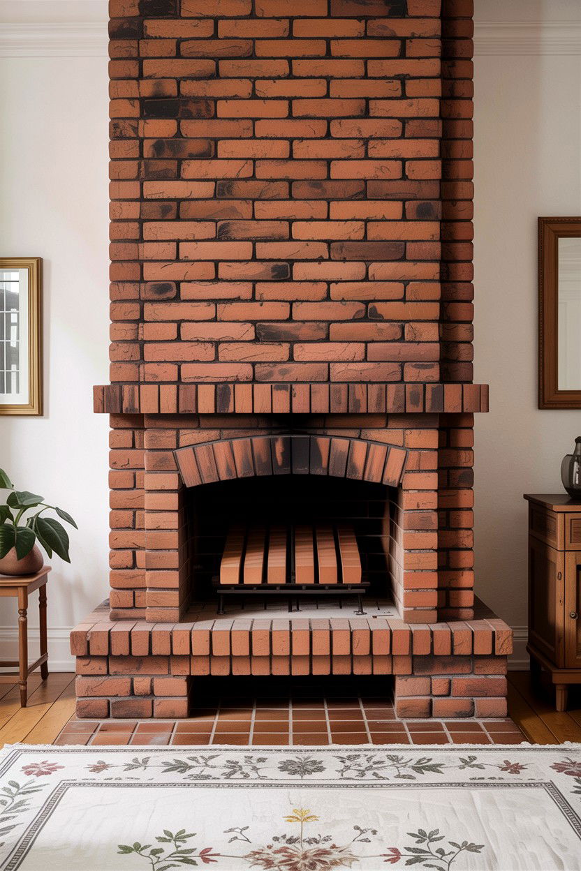 Vertical brick fireplace - 30 living room fireplace brick ideas