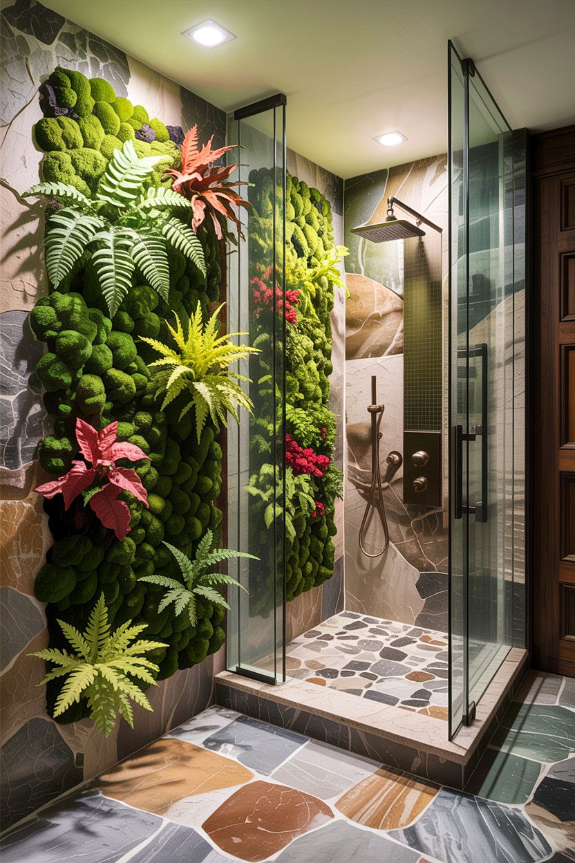 Vertical garden wall - 30 home spa bathroom ideas