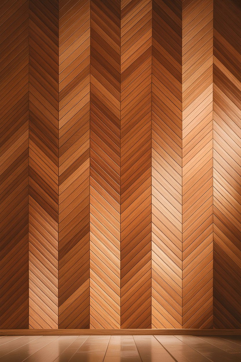 Vertical herringbone wood wall - 30 bedroom herringbone wall ideas