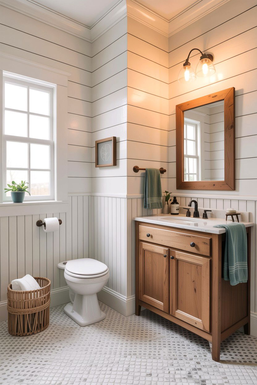 Vertical shiplap walls - 30 Jack and Jill bathroom ideas