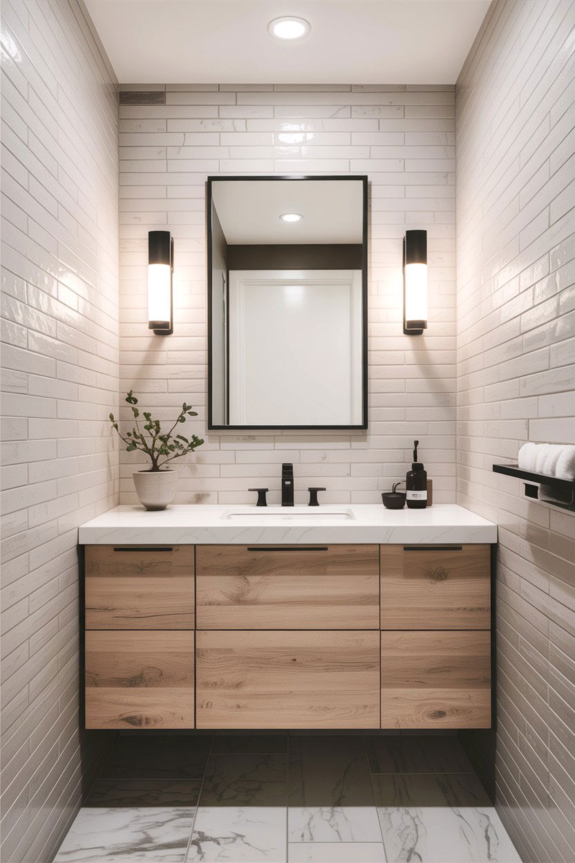 Vertical stack tile bathroom - 30 bathroom accent wall ideas