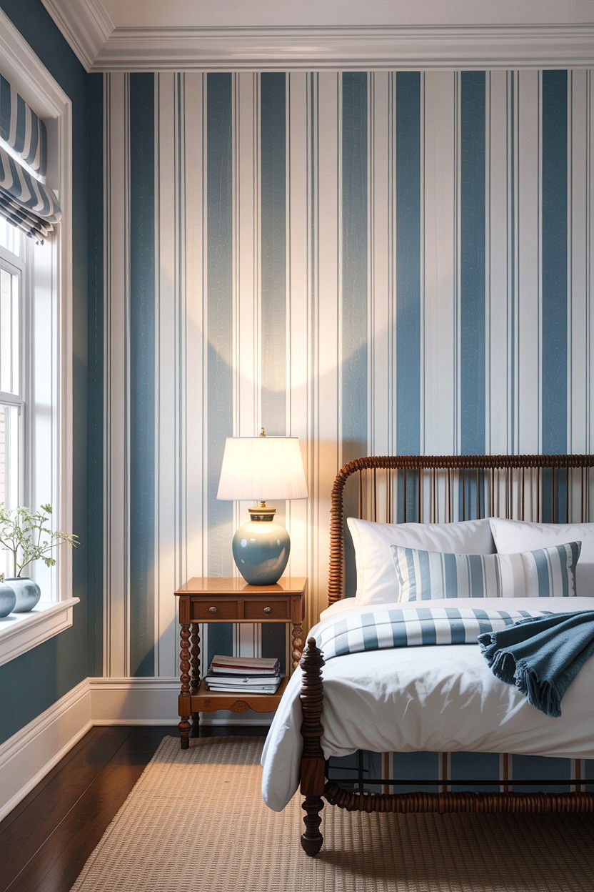 Vertical stripe wallpaper - 30 bedroom accent wall wallpapers